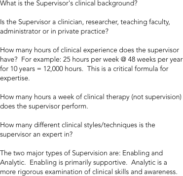 What is the Supervisor's clinical
